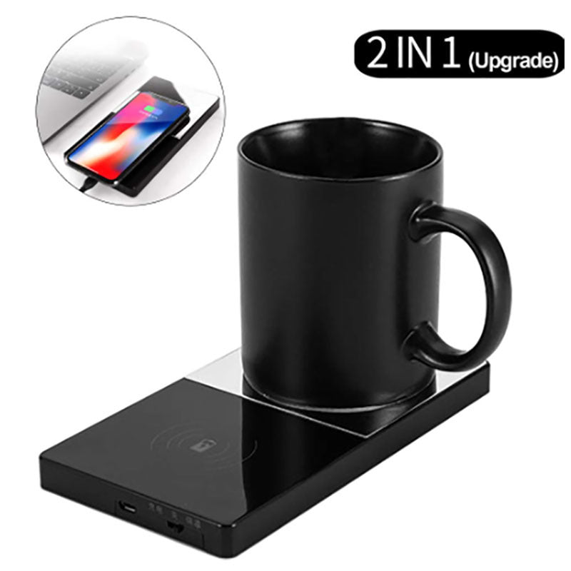2 in 1 Heizbecher Elektrischer Kabelloser Becherwärmer Für Zuhause Büro Kaffee Milch