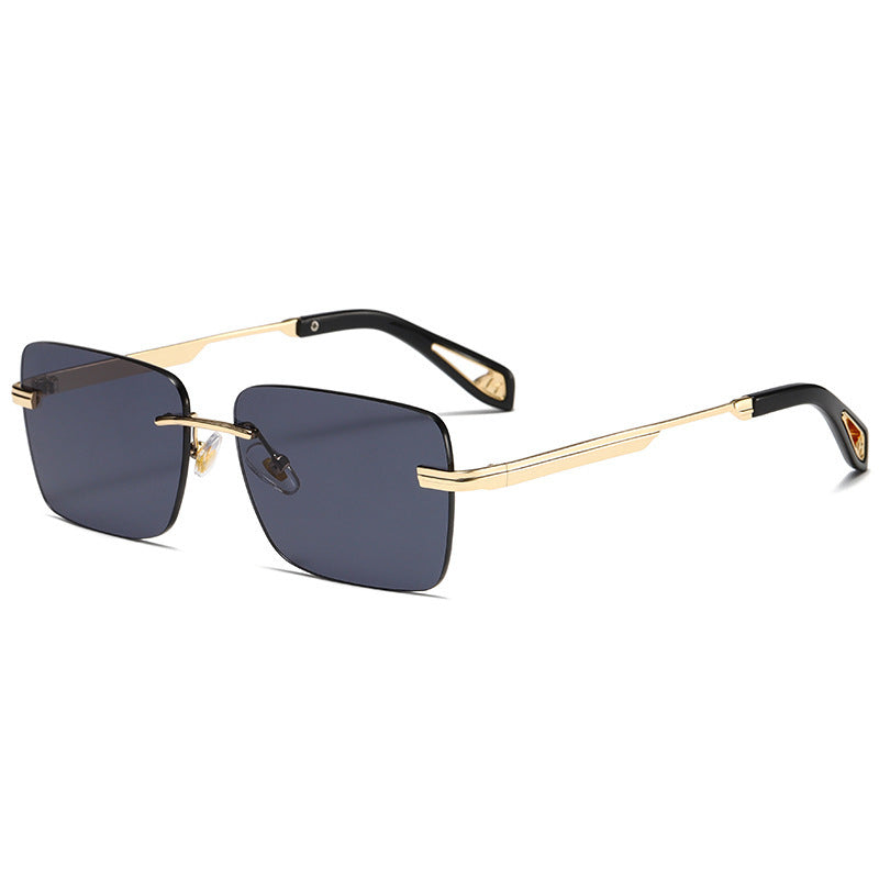 Lunettes de soleil carrées sans monture rétro pour hommes et femmes