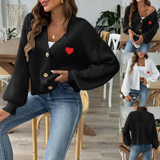 veste court à boutons en tissu tissé avec des autocollants d'amour pour femmes