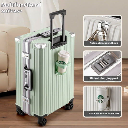 Rollkoffer mit Passwort, Aluminiumrahmen, große Kapazität