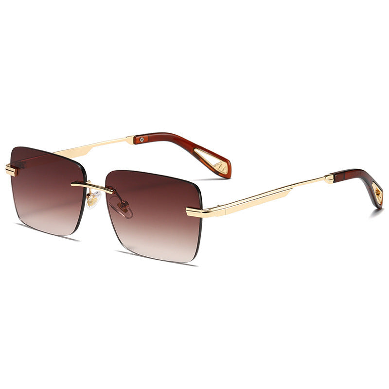 Lunettes de soleil carrées sans monture rétro pour hommes et femmes