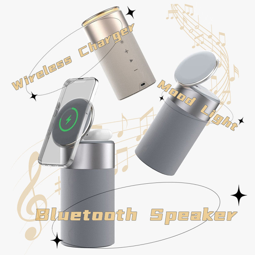 3-in-1 Multifunktions-Wireless-Ladegerät für iPhone und AirPods, tragbarer Bluetooth-Lautsprecher mit Touch-Lampe für Zuhause und Büro
