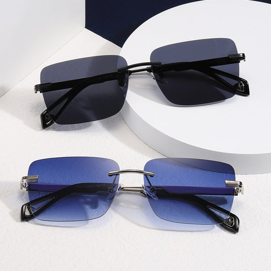 Lunettes de soleil carrées sans monture rétro pour hommes et femmes