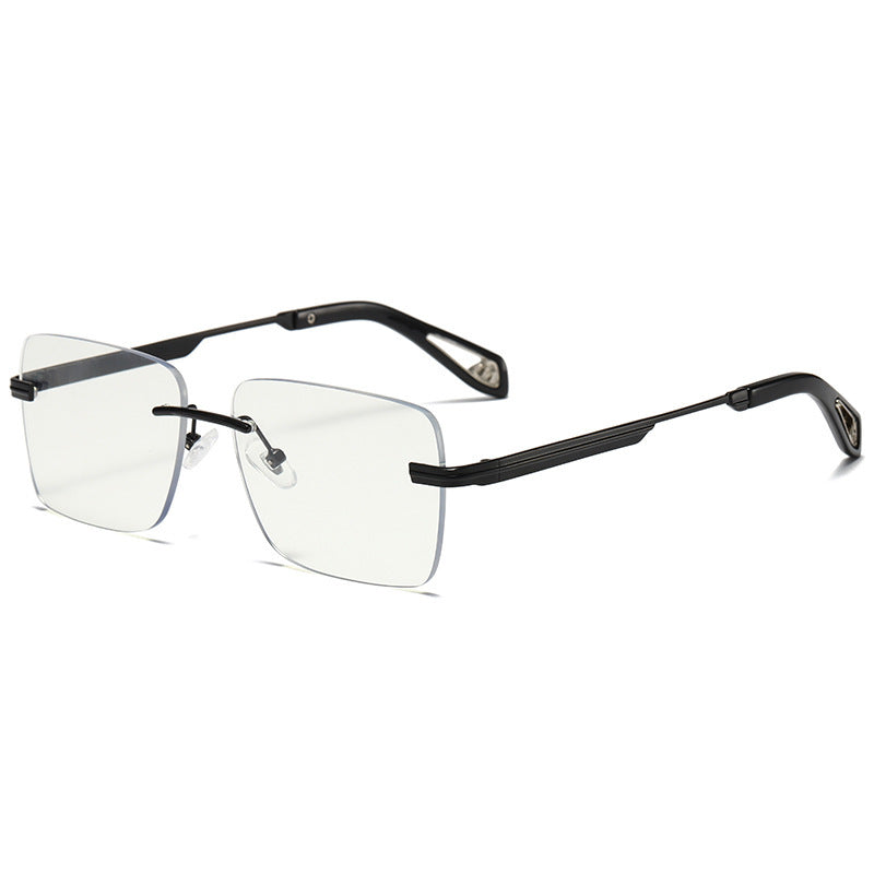 Lunettes de soleil carrées sans monture rétro pour hommes et femmes
