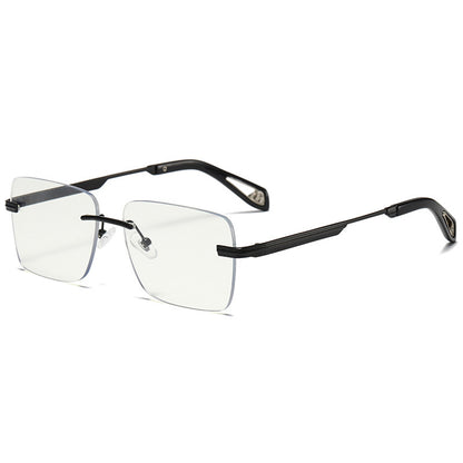 Lunettes de soleil carrées sans monture rétro pour hommes et femmes