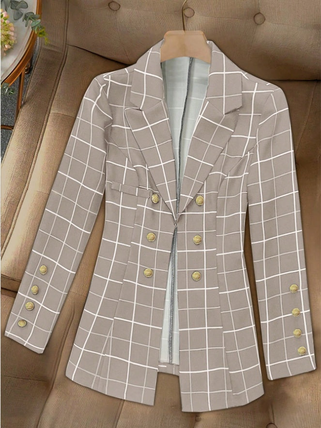 Blazer décontracté à manches longues à revers avant pour femme