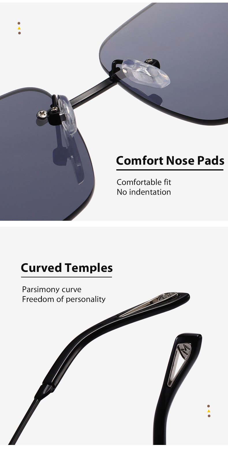 Lunettes de soleil carrées sans monture rétro pour hommes et femmes
