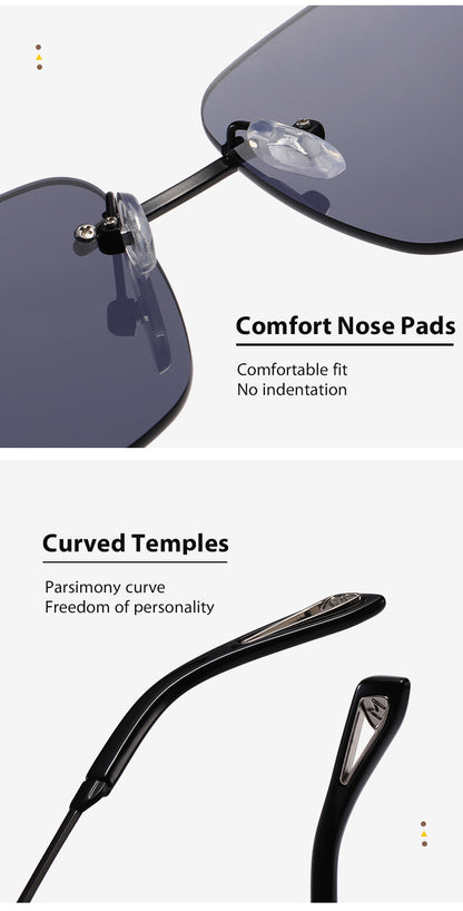 Lunettes de soleil carrées sans monture rétro pour hommes et femmes