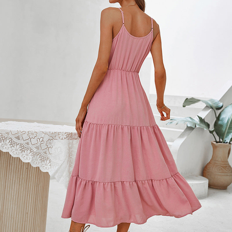 Robe Taille haute Midi Sling Boho Halter