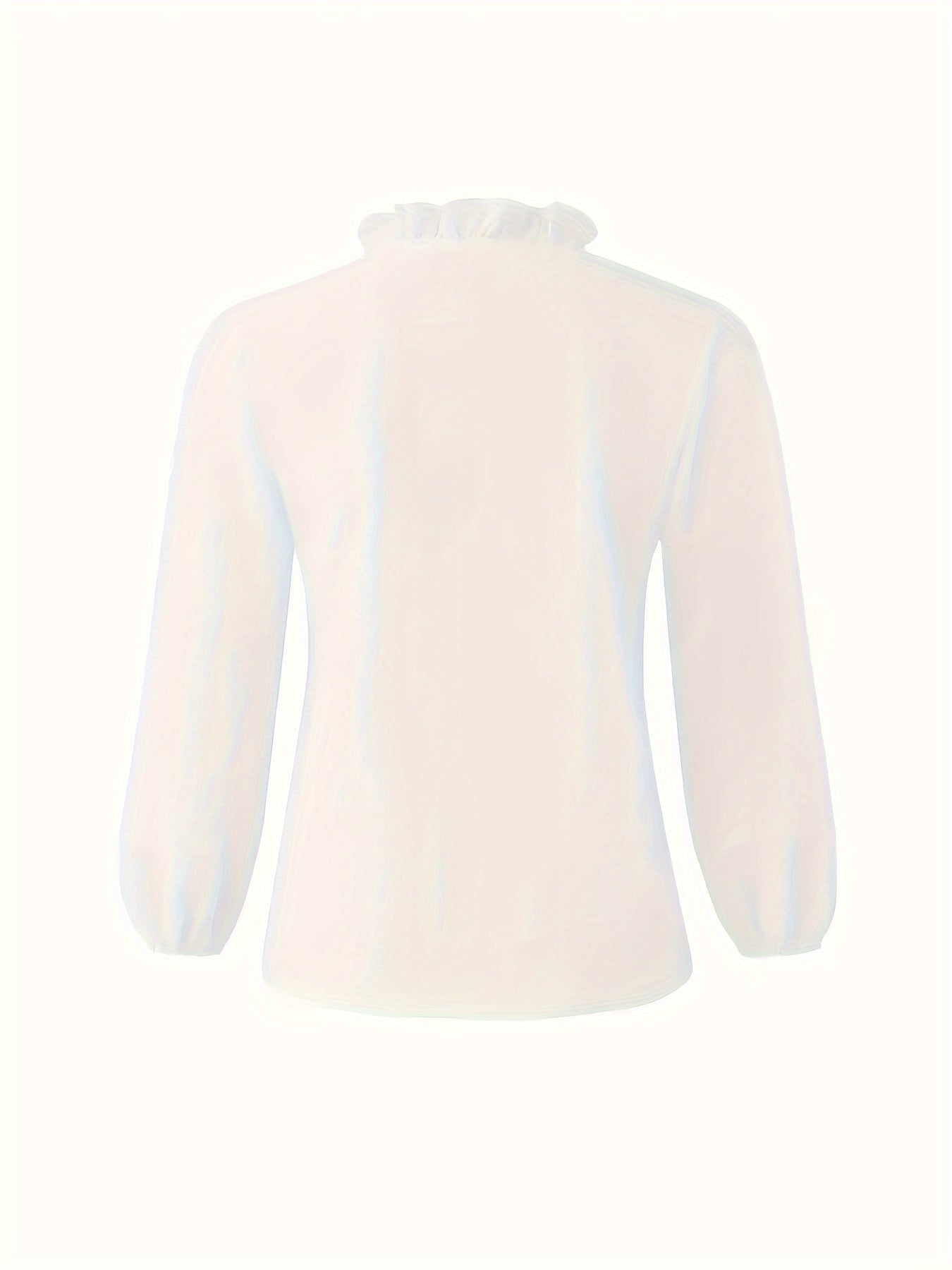 Chemise à manches longues décontractée à col en V avec ourlet à volants de couleur pure.