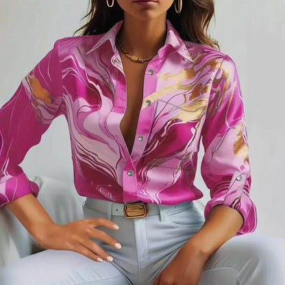 Chemise imprimée à manches longues à bouton décontracté à la mode saison