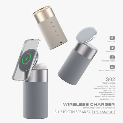 3-in-1 Multifunktions-Wireless-Ladegerät für iPhone und AirPods, tragbarer Bluetooth-Lautsprecher mit Touch-Lampe für Zuhause und Büro