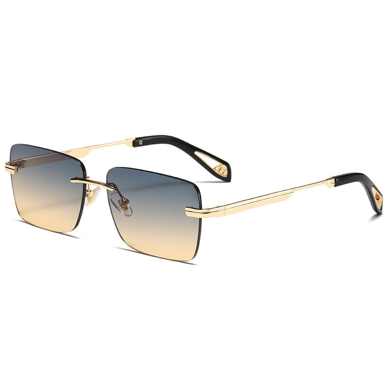 Lunettes de soleil carrées sans monture rétro pour hommes et femmes