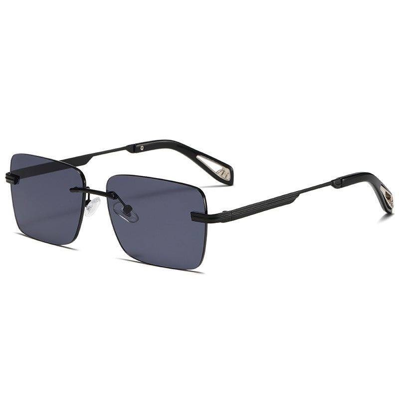 Lunettes de soleil carrées sans monture rétro pour hommes et femmes