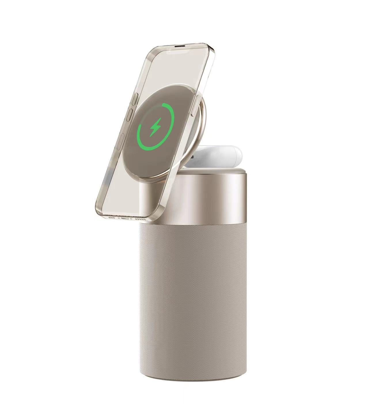 3-in-1 Multifunktions-Wireless-Ladegerät für iPhone und AirPods, tragbarer Bluetooth-Lautsprecher mit Touch-Lampe für Zuhause und Büro