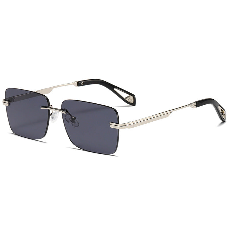 Lunettes de soleil carrées sans monture rétro pour hommes et femmes