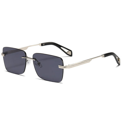 Lunettes de soleil carrées sans monture rétro pour hommes et femmes