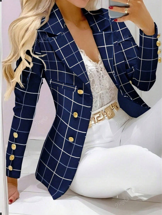 Blazer décontracté à manches longues à revers avant pour femme